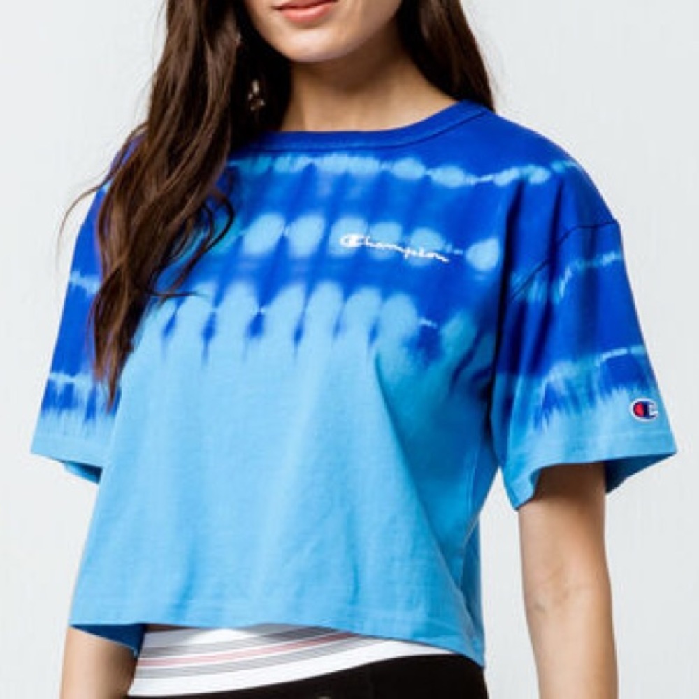 Champion | Blue Tie Dye Crop Top